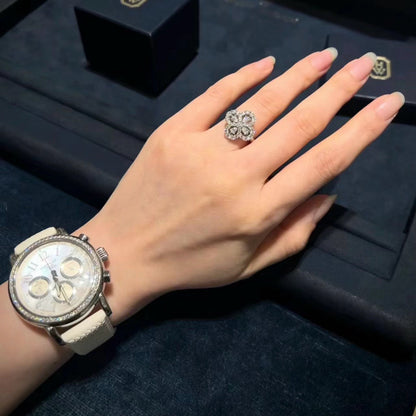 [Solara Jewelry]LOOP RING FULL MOTIF DIAMOND 16MM SILVE