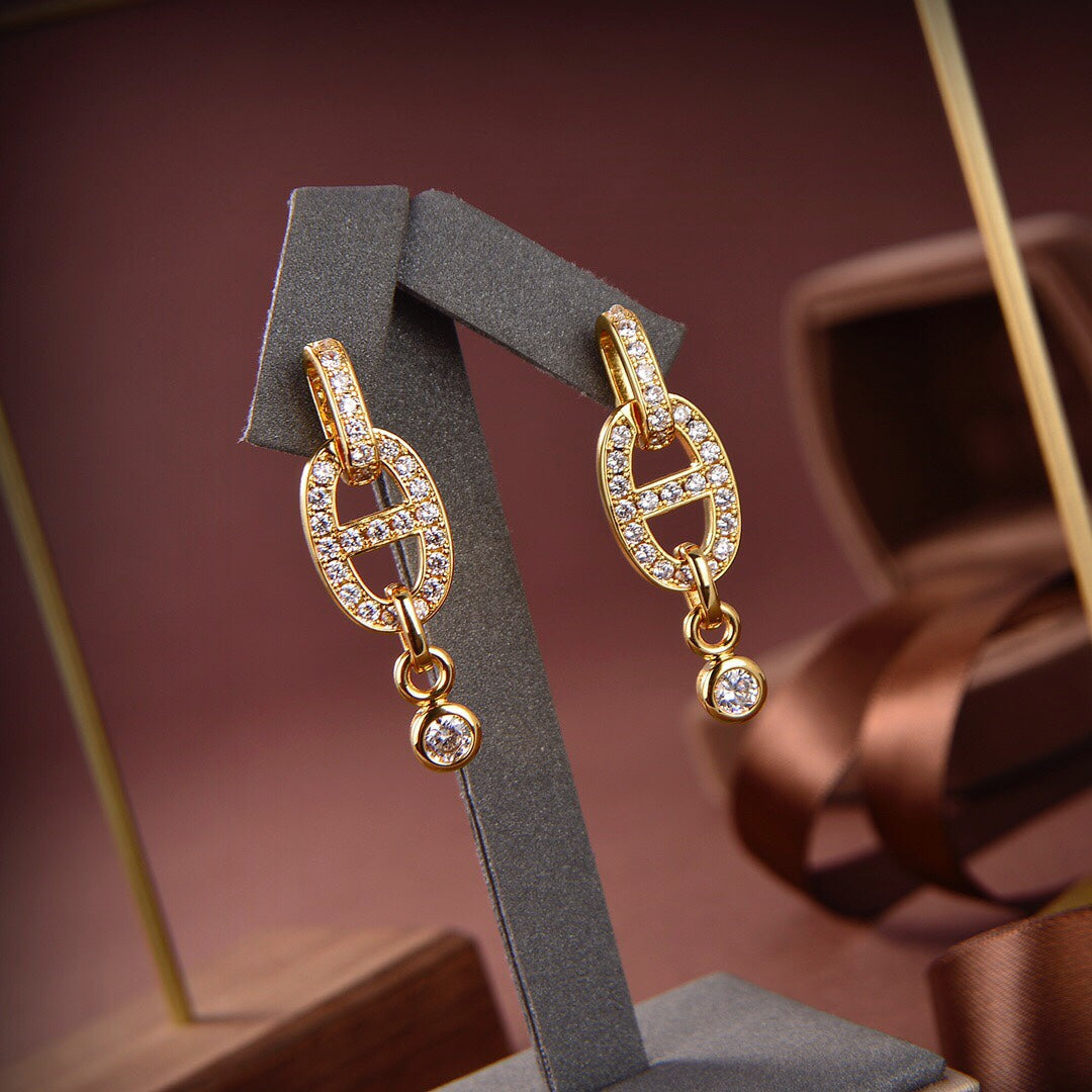 [Solara Jewelry]HM CHAINE DIAMOND EARRINGS