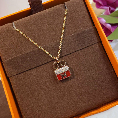[Solara Jewelry]CONSTANCE RED PEDANT PINK GOLD NECKLACE