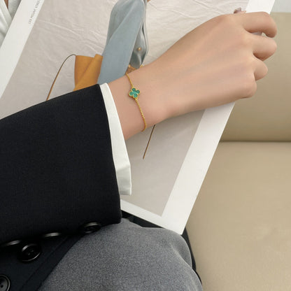 [Solara Jewelry]CLOVER BRACELET MALACHITE 1 MOTIF
