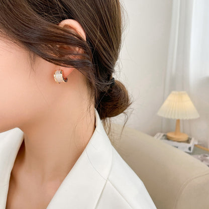 [Solara Jewelry]ZERO 1 DIAMOND PAVED EARRINGS
