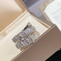 [Solara Jewelry]SCHLANGEN-DOPPELRING SILBER MIT DIAMANTENPFLASTERUNG