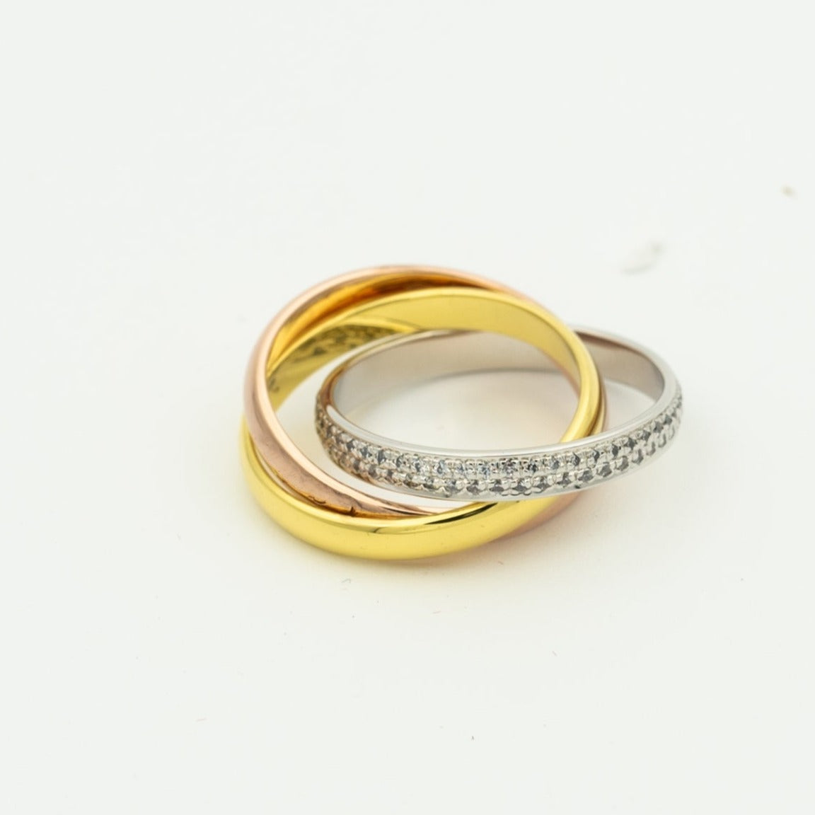 [Solara Jewelry]TRINITY RING GOLD PINK GOLD SILVER DIAMONDS