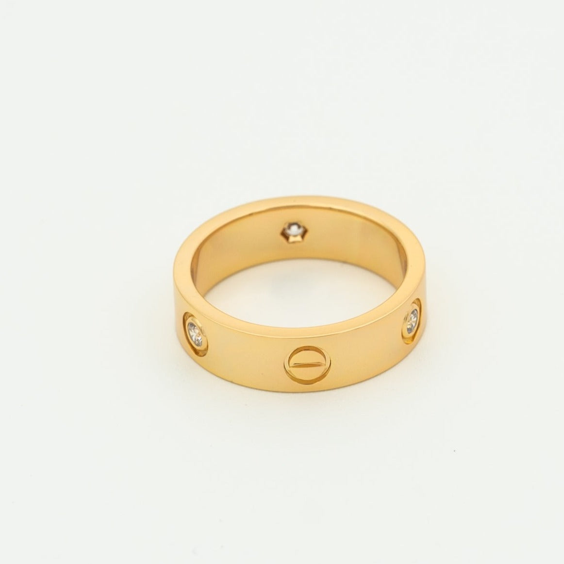 [Solara Jewelry]LOVE RING 5.5MM 3 DIAMONDS PINK GOLD