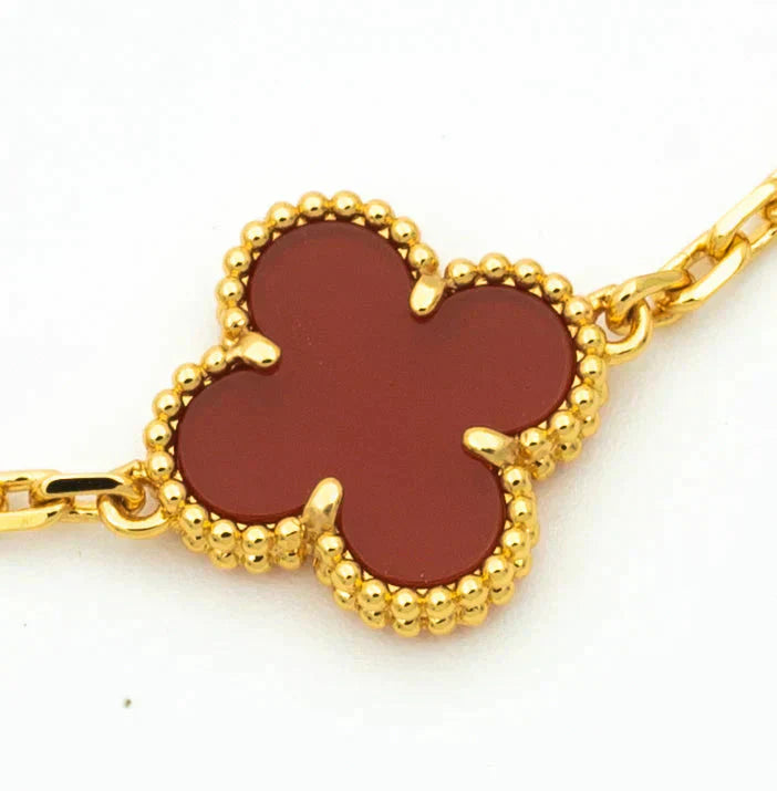 [Solara Jewelry]CLOVER 5 MOTIFS CARNELIAN DIAMOND BRACELET