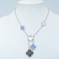 [Solara Jewelry]CLOVER MOP CHALCEDONY NECKLACE SILVER 6 MOTIF