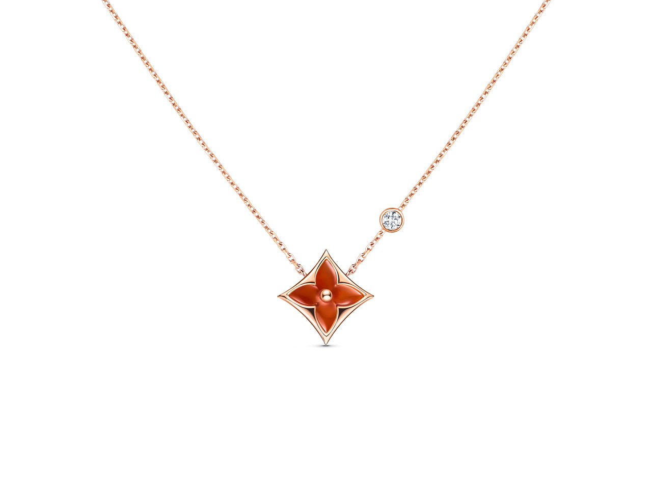 [Solara Jewelry]STAR NECKLACE PINK GOLD 1 DIAMOND