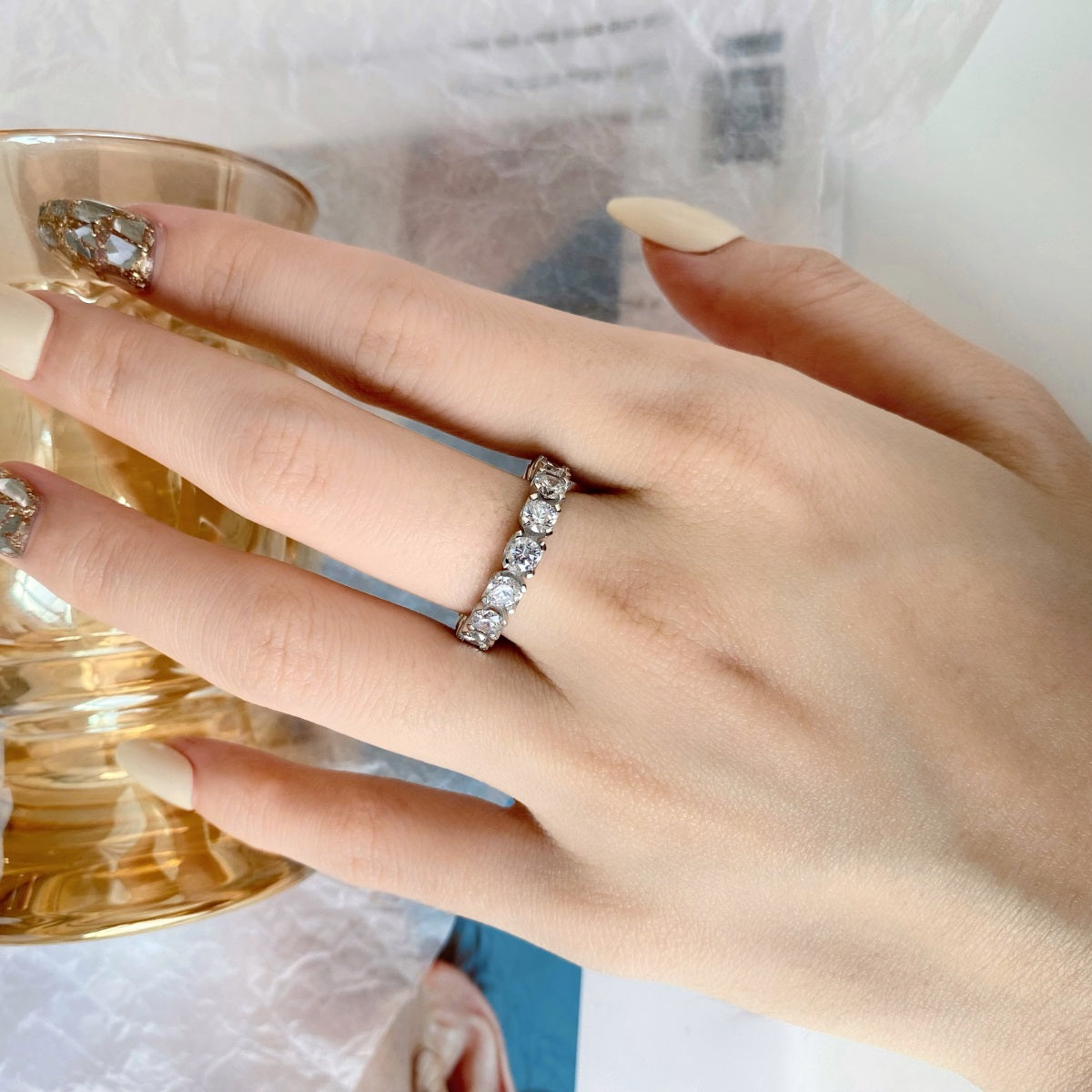 [Solara Jewelry]Eternity Round Cut Tennis Ring