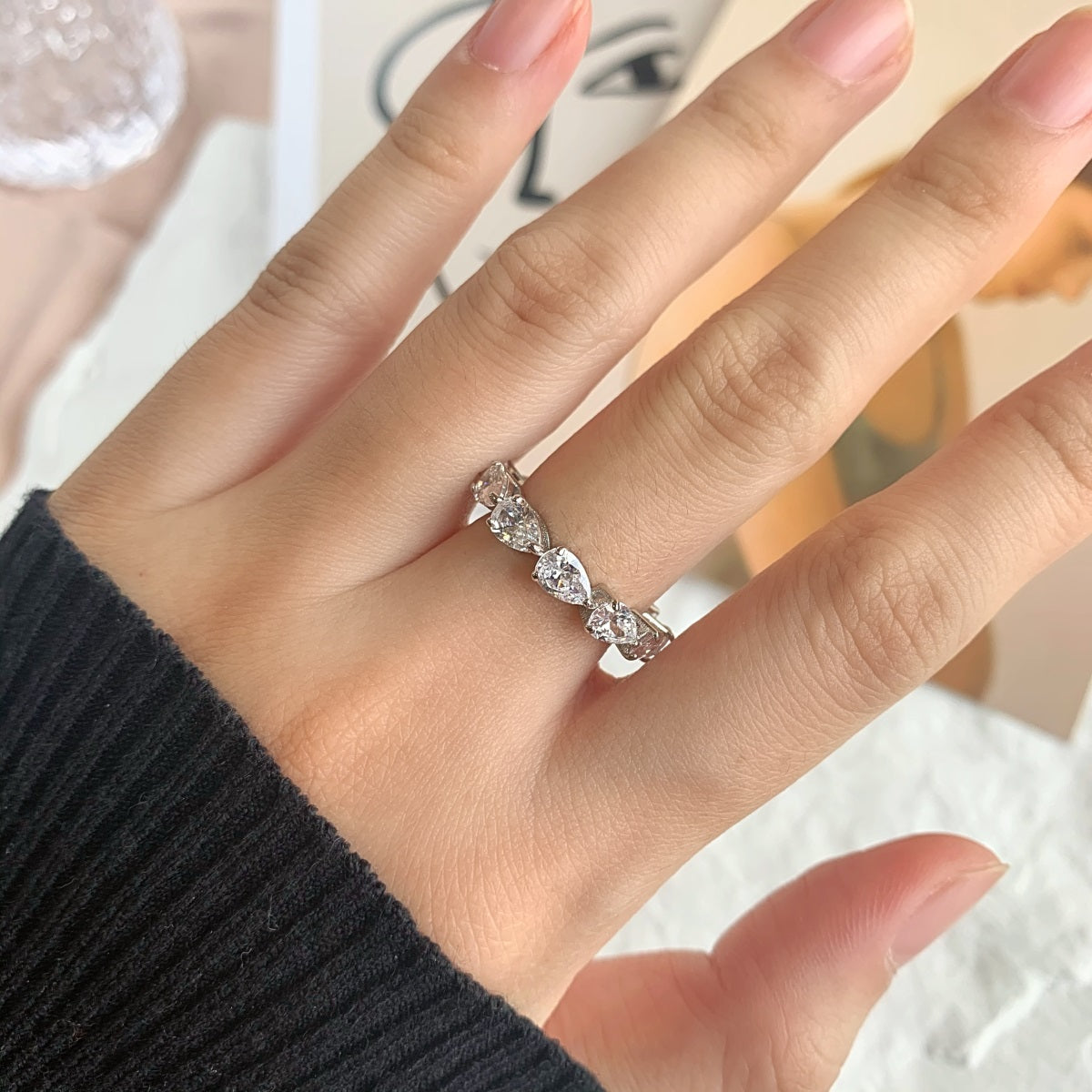 [Solara Jewelry]Exquisite Pear Cut Tennis Ring