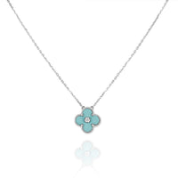 [Solara Jewelry]CLOVER 1 DIAMANT HELLBLAU SILBER HALSKETTE