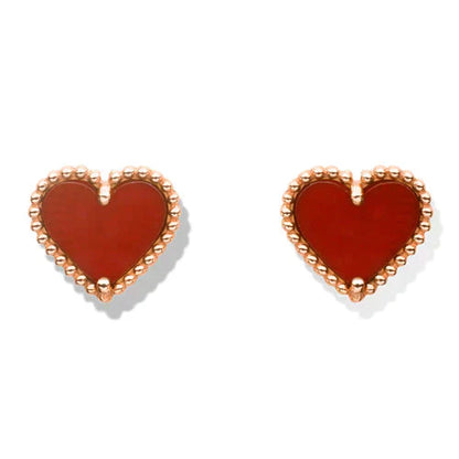 [Solara Jewelry]HEART CARNELIAN STUD EARRINGS