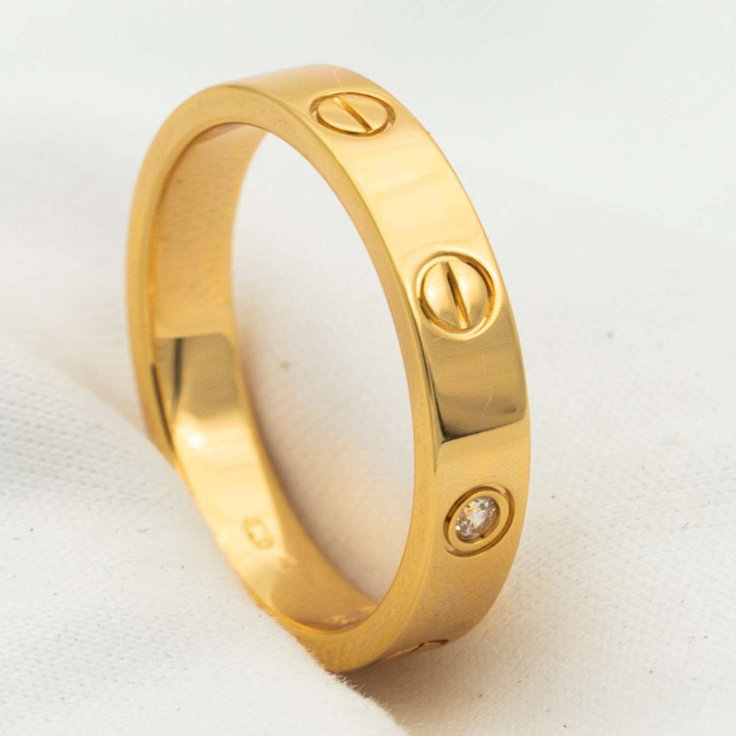 [Solara Jewelry]LOVE RING 4MM 1 DIAMOND PINK GOLD