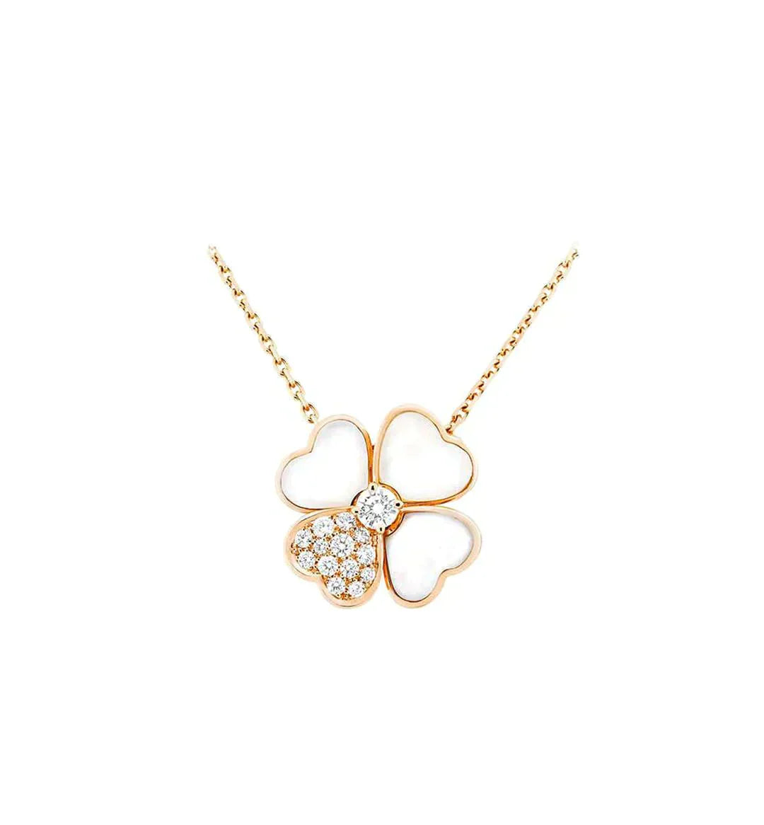 [Solara Jewelry]CLOVER MOP DIAMOND ROSE GOLD NECKLACE