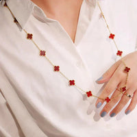 [Solara Jewelry]CLOVER 20 MOTIFS CARNELIAN NECKLACE