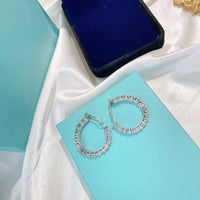 [Solara Jewelry]SILVER DIAMOND HOOP EARRINGS