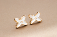 [Solara Jewelry]JEUX DE WHITE MOP ROSE GOLD DIAMOND EARRINGS
