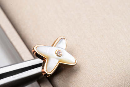 [Solara Jewelry]JEUX DE WHITE MOP PINK GOLD DIAMOND EARRINGS