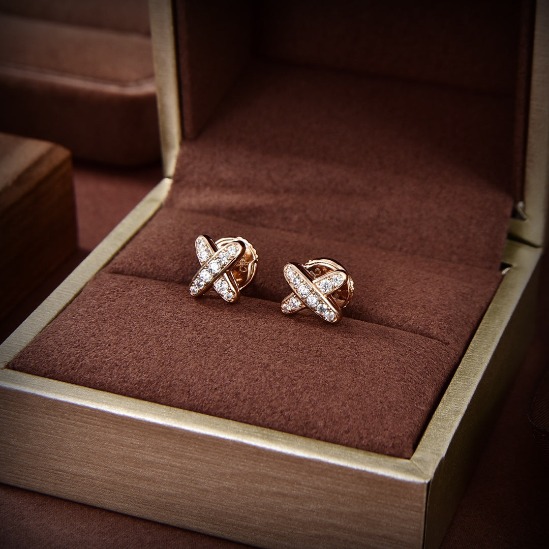[Solara Jewelry]JEUX DE GOLD DIAMOND EARRINGS