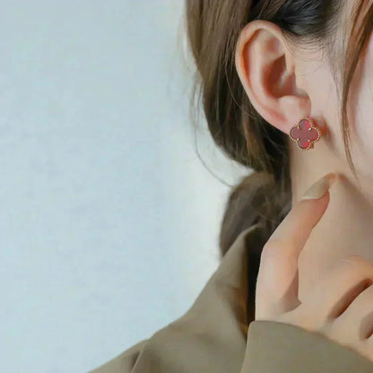 [Solara Jewelry]CLOVER MEDIUM 1 MOTIFS CARNELIAN  EARRINGS