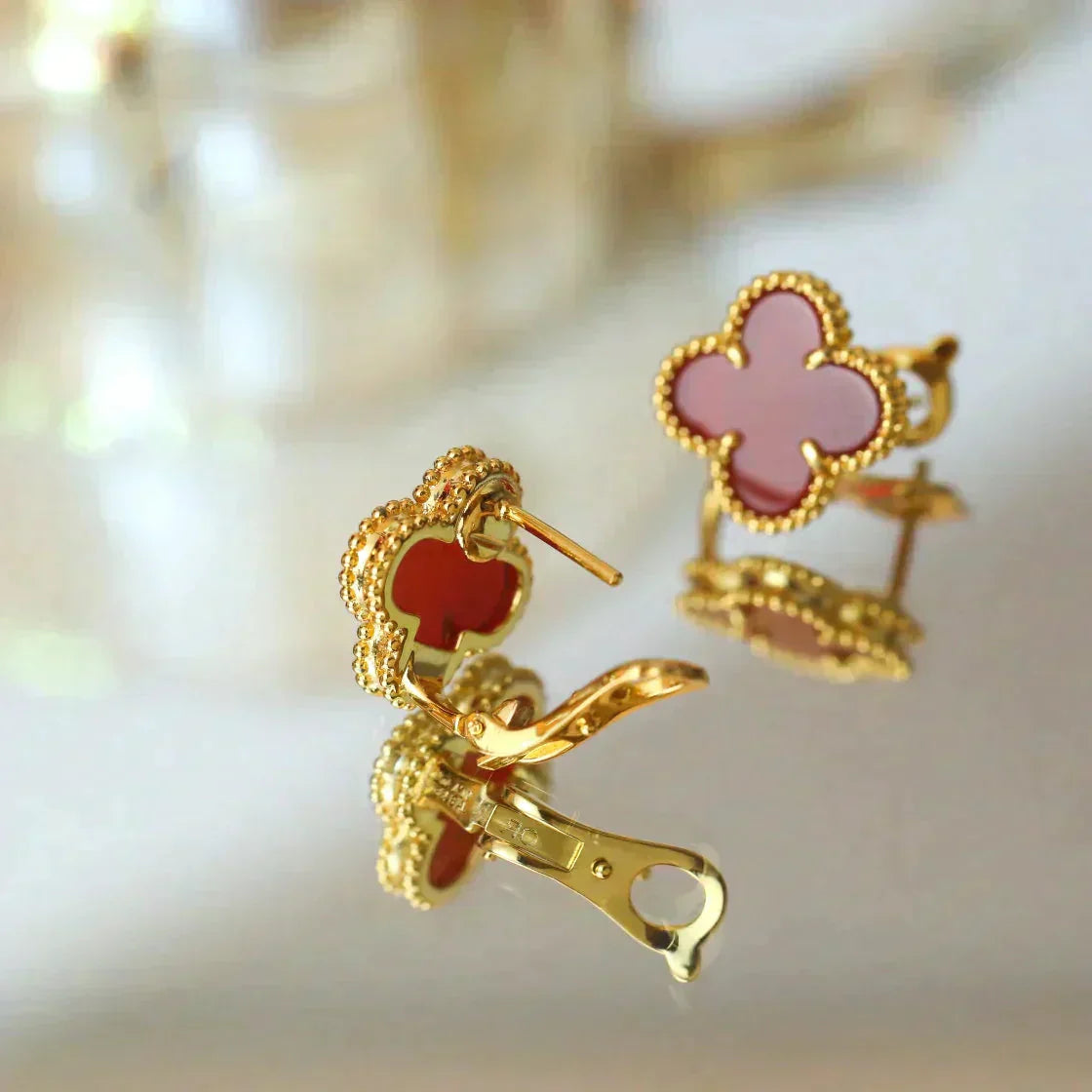[Solara Jewelry]CLOVER MEDIUM 1 MOTIFS CARNELIAN  EARRINGS