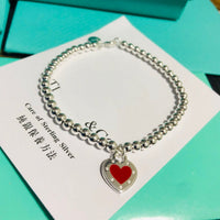 [Solara Jewelry]LOVE TIFFANY RED HEART TAG BEAD BRACELET