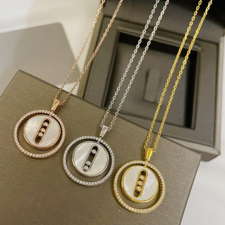 [Solara jewelry]LUCKY MOVE MM NACRE BLANCHE DIAMOND NECKLACE