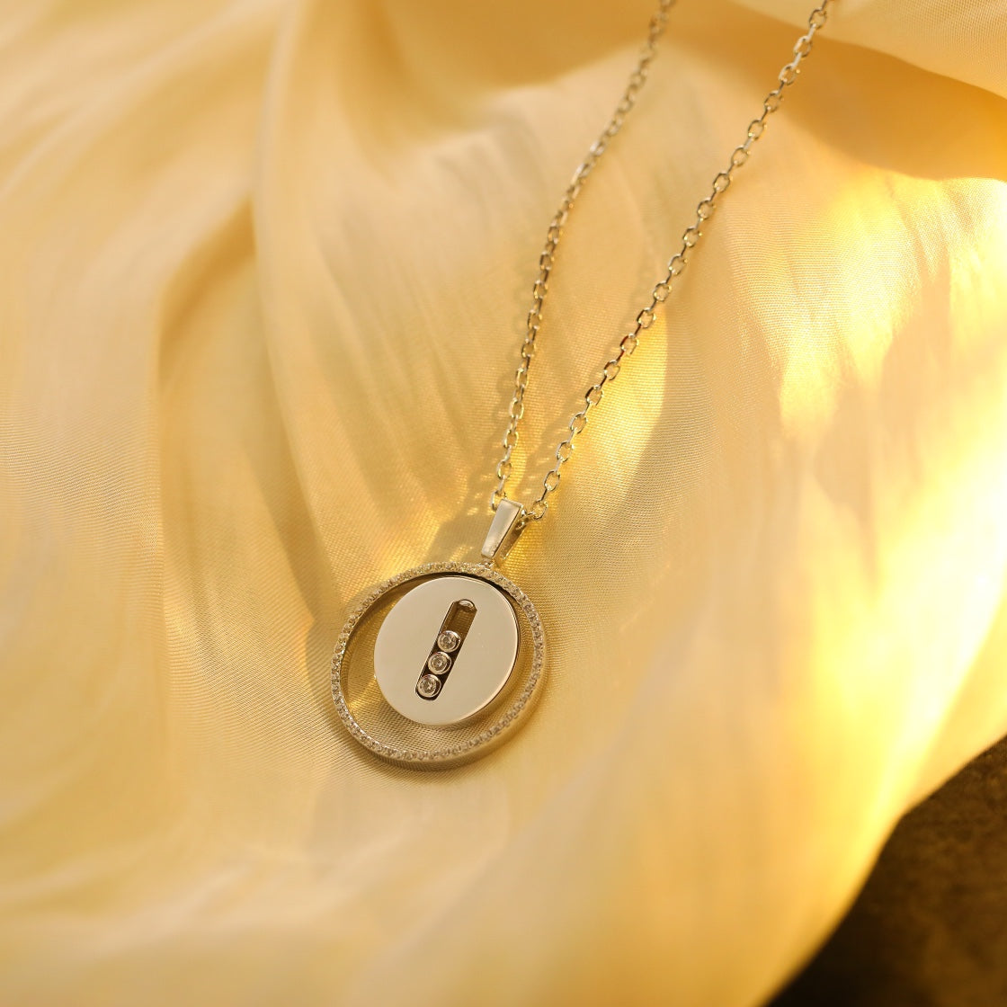 [Solara jewelry]LUCKY MOVE MM SILVER DIAMOND NECKLACE