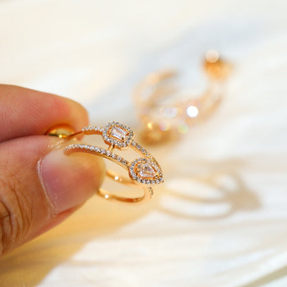 [Solara jewelry]CREOLES MY TWIN 2 RANGS SILVER DIAMOND EARRINGS