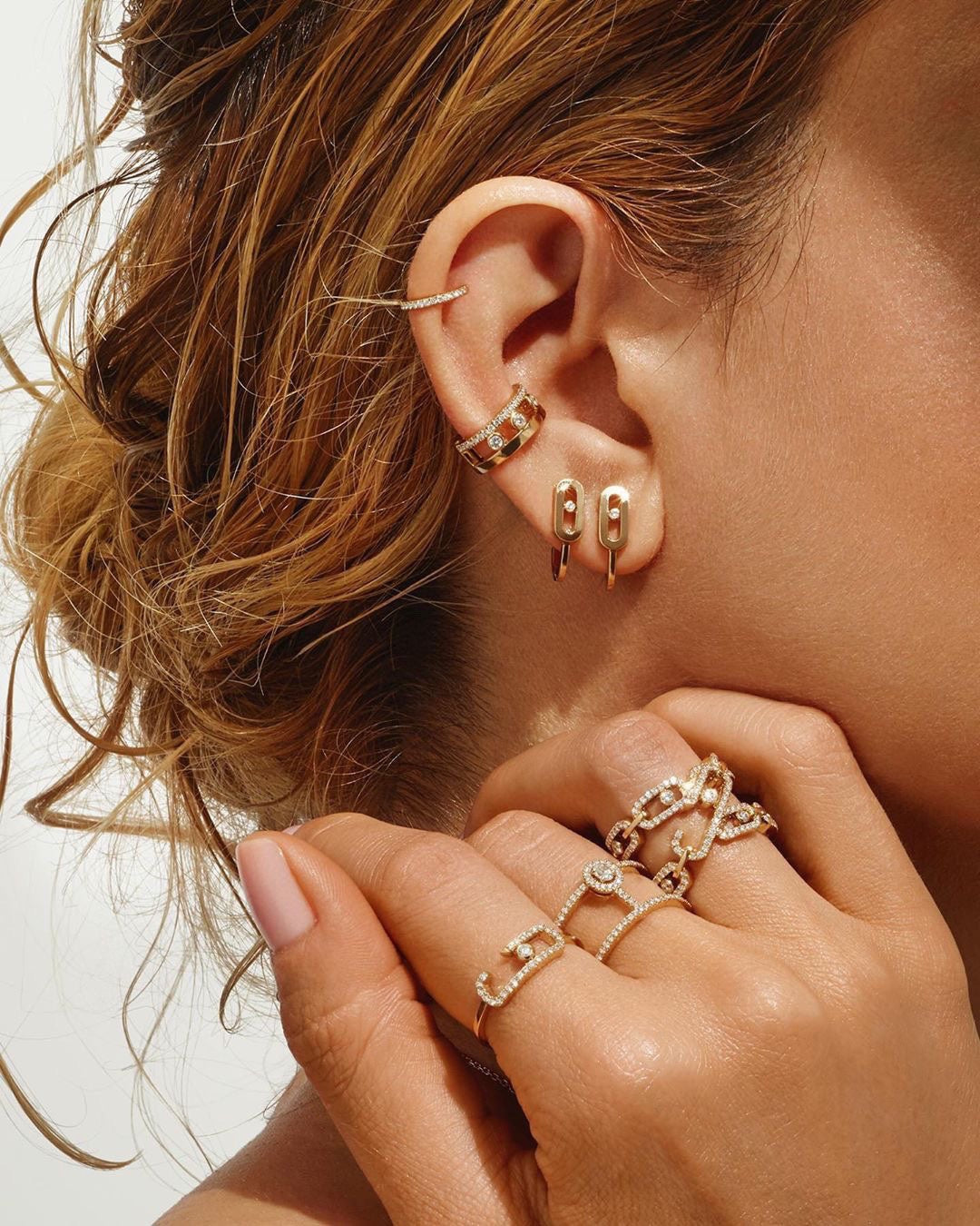 [Solara jewelry]CREOLES MOVE UNO MINI 1 DIAMOND EARRINGS