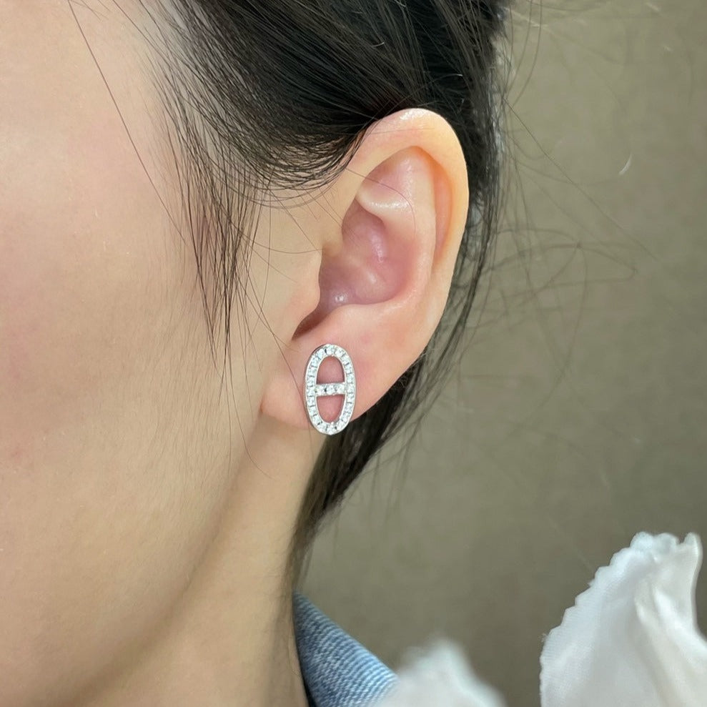 [Solara Jewelry]HM FULL DIAMOND PIG NOSE STUD EARRINGS