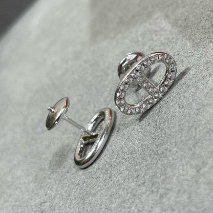 [Solara Jewelry]HM FULL DIAMOND PIG NOSE STUD EARRINGS