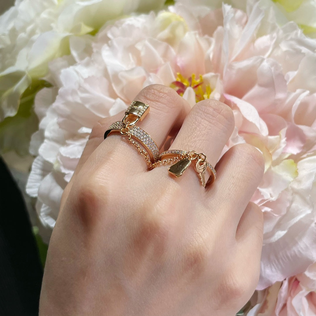 [Solara Jewelry]HM KELLY CLOCHETTE DOUBLE RING IN  WITH DIAMONDS