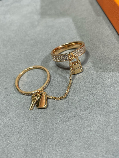 [Solara Jewelry]HM KELLY CLOCHETTE DOUBLE RING IN  WITH DIAMONDS