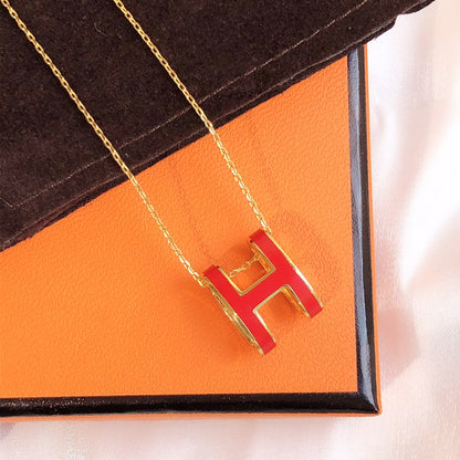 [Solara Jewelry]HM CLIC RED ENAMEL GOLD NECKLACE