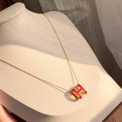 [Solara Jewelry]HM CLIC RED ENAMEL GOLD NECKLACE
