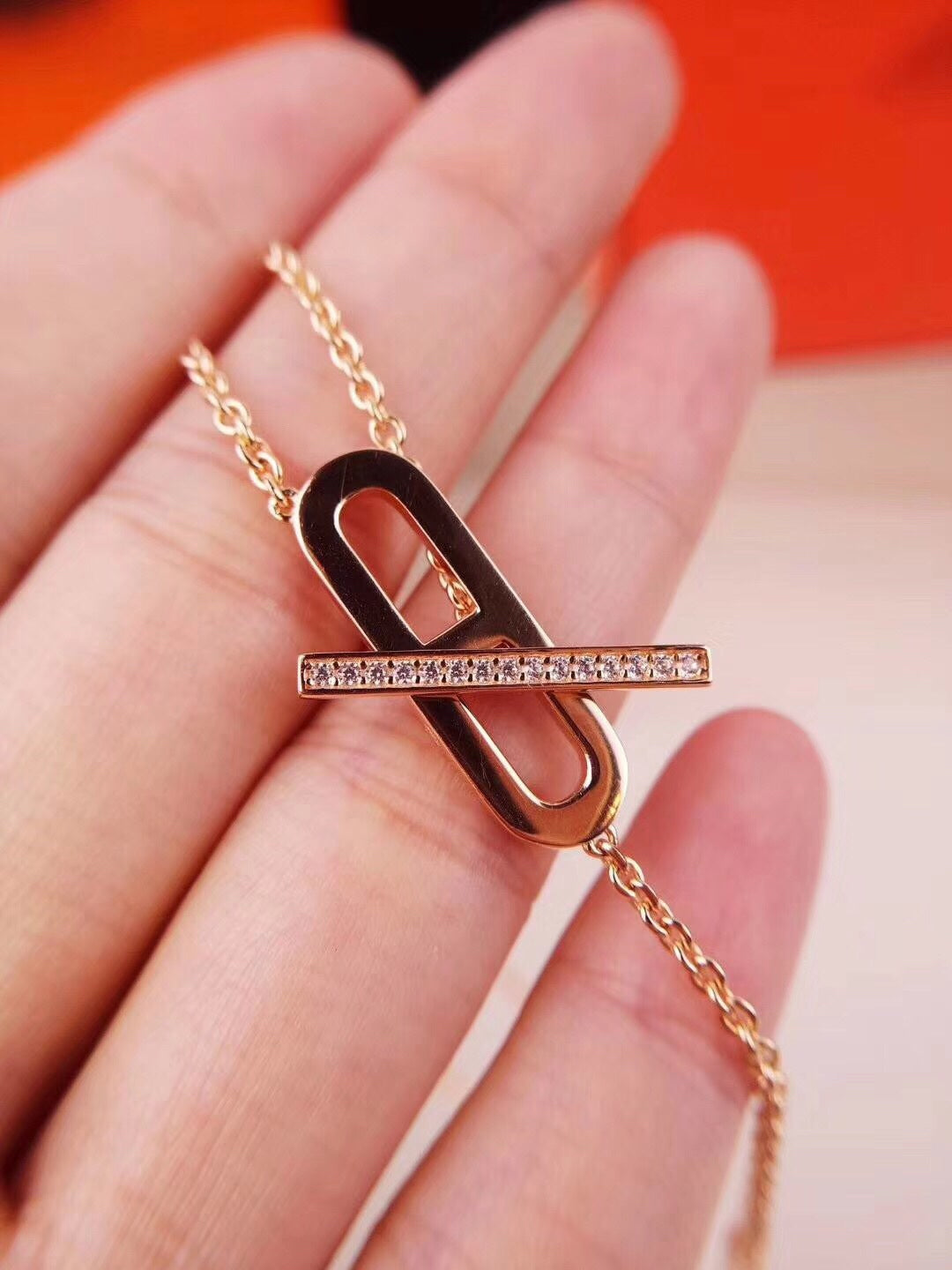 [Solara Jewelry]HM NECKLACE PLATINUM ROSE GOLD DIAMOND