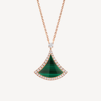 [Solara Jewelry]DREAM MALACHITE DIAMOND PAVED PINK GOLD NECKLACE