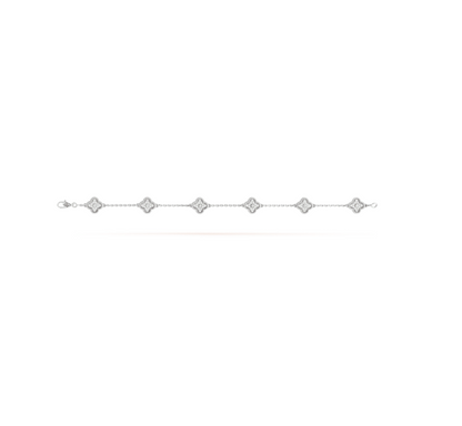 [Solara Jewelry]CLOVER 6 MOTIF SILVER DIAMOND BRACELET