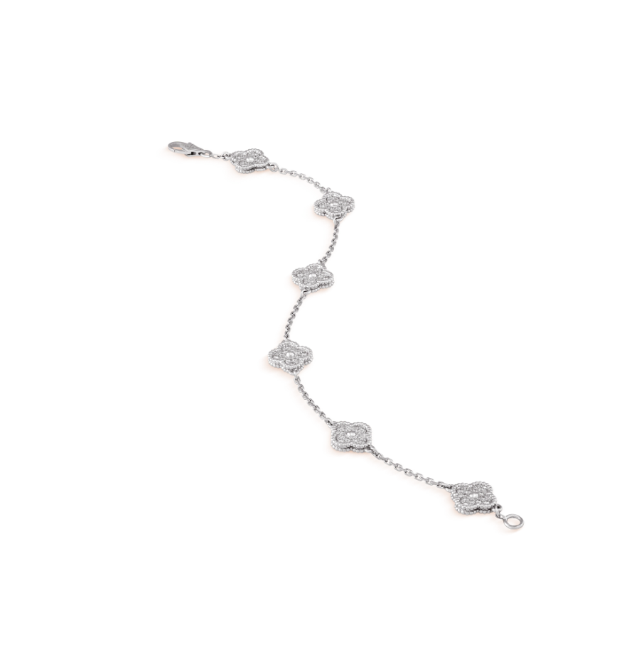 [Solara Jewelry]CLOVER 6 MOTIF SILVER DIAMOND BRACELET
