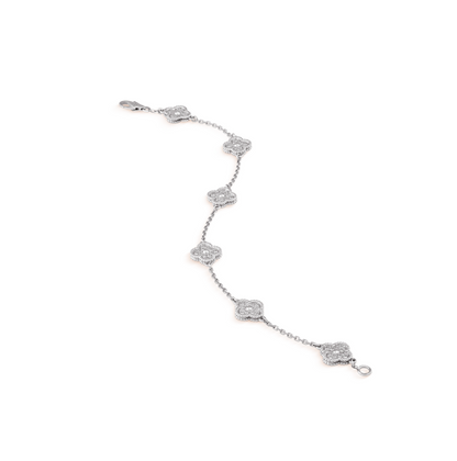 [Solara Jewelry]CLOVER 6 MOTIF SILVER DIAMOND BRACELET