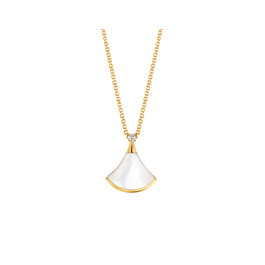 [Solara Jewelry]DREAM NECKLACE WHITE MOP GOLD 1 DIAMOND