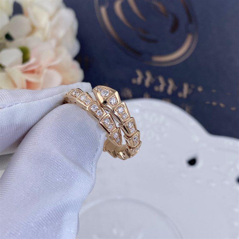 [Solara Jewelry]SERPENTI RING PINK GOLD DIAMOND PAVED 4MM