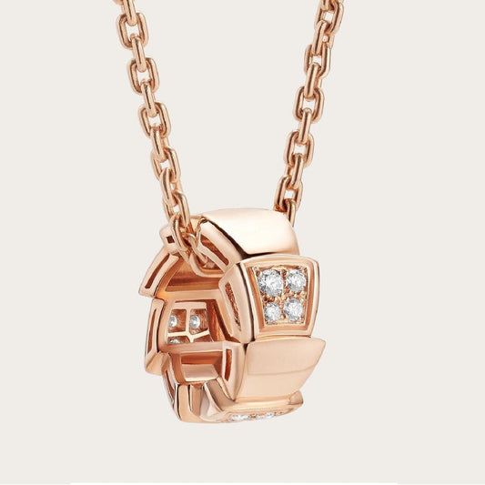 [Solara Jewelry]SERPENTI PEDANT DIAMOND PINK GOLD NECKLACE