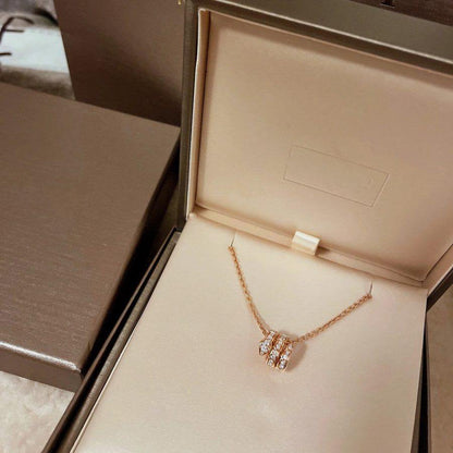 [Solara Jewelry]SERPENTI PINK GOLD NECKLACE DOUBLE RING DIAMOND