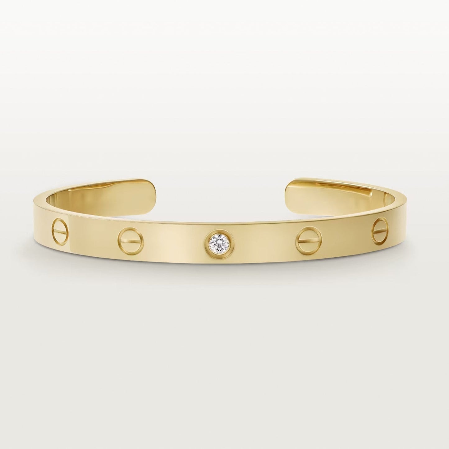 [Solara Jewelry]LOVE BRACELET 6.1MM 1 DIAMOND OPEN CUFF