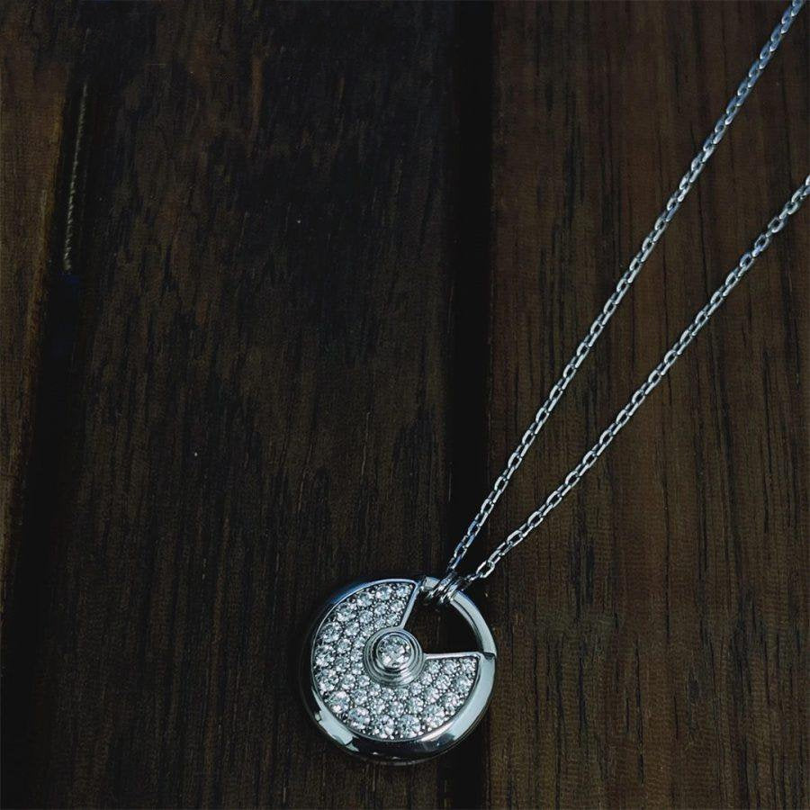 [Solara Jewelry]AMULETTE SILVER FULL DIAMOND NECKLACE