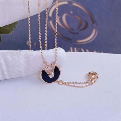 [Solara Jewelry]AMULETTE ROSE GOLD ONYX NECKLACE
