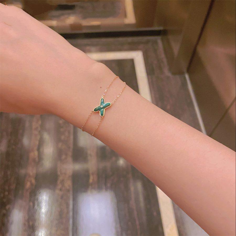 [Solara Jewelry]JEUX BRACELET MALACHITE PINK GOLD 1 DIAMOND