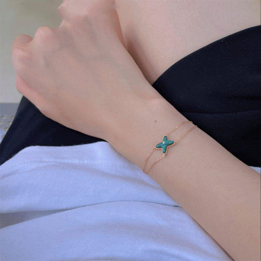 [Solara Jewelry]JEUX BRACELET MALACHITE PINK GOLD 1 DIAMOND