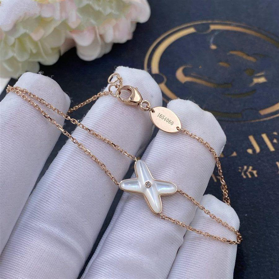 [Solara Jewelry]JEUX BRACELET WHITE MOP PINK GOLD 1 DIAMOND